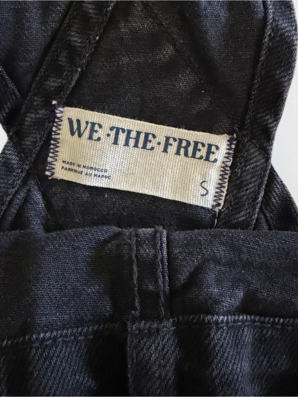 Free People Black Denim Overalls with Straight Leg - Picture 4 of 5